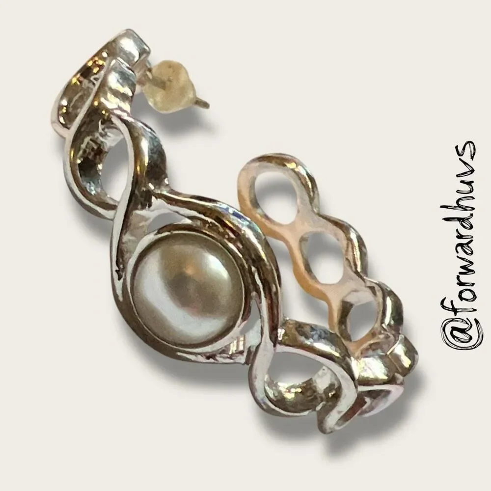 Bundle Sale 3 for $15 | Silver Tone Hoop Earrings with Faux Pearl